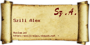 Szili Alex névjegykártya